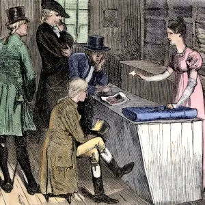 Betsy Ross meeting with the committee about the design of the first United Betsy Ross meeting with the committee about the design of the first United