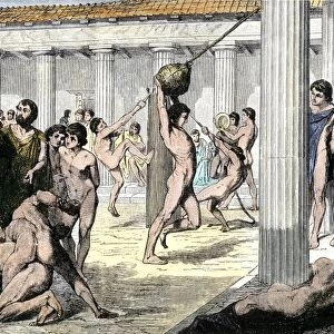 Boys of ancient Sparta instructed in athletics