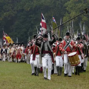 British army takes the field in a reenactment of the surrender at Yorktown British army takes the field in a reenactment of the surrender at Yorktown