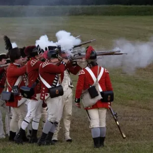British sortie against a redoubt reenactment at Yorktown Battlefield British sortie against a redoubt reenactment at Yorktown Battlefield