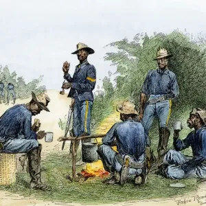 Buffalo Soldiers Print, 1880s Campfire Scene Buffalo Soldiers Print, 1880s Campfire Scene