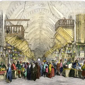 Busy drug bazaar in Istanbul, 1850s Busy drug bazaar in Istanbul, 1850s