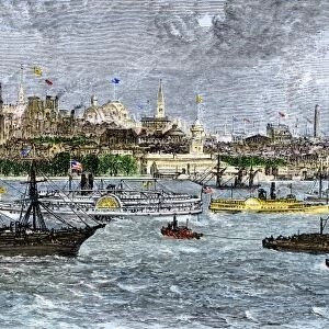 Busy New York harbor, 1880s