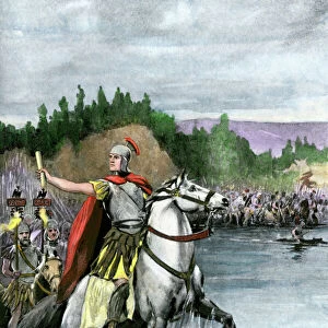 Caesar leading the Roman army across the Rubicon