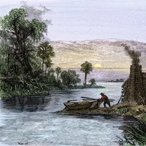 Carolina colonist traveling by boat