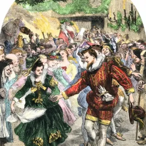 Christmas Party Print in a Baronial Hall Christmas Party Print in a Baronial Hall