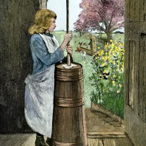 Churning milk to make butter