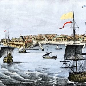Colonial New York harbor, 1667