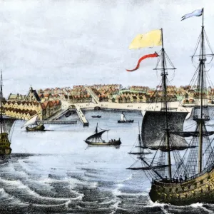 Colonial New York harbor, 1667