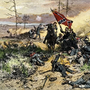 Confederates holding ground in a Civil War battle