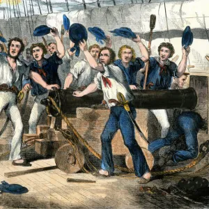 Crew of the USS Constitution in battle, War of 1812