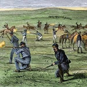 Custers 7th Cavalry battling Sioux warriors