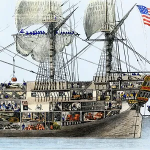 Cutaway view of an American warship