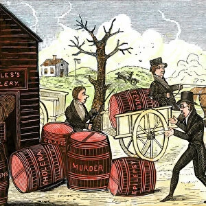 Deacon Giless Distillery temperance cartoon, 1830s