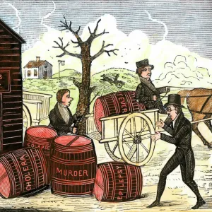 Deacon Giless Distillery temperance cartoon, 1830s