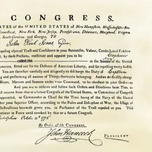 Document commissioning John Paul Jones as a US Navy captain