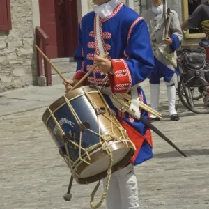 Drummer reenactor in old Quebec