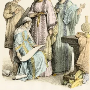 Early Christians reading from a scroll