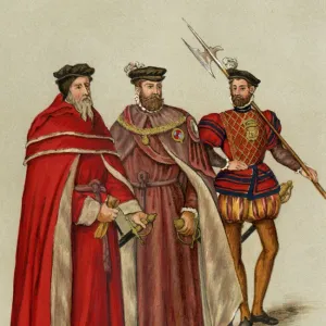 Elizabethan lords and a halberdier