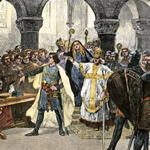 Emperor Henry IV defying Hildebrand