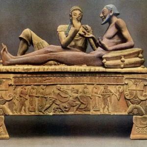 Etruscan sarcophagus with male and female effigies