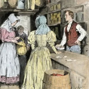 Farm Girl with Basket of Eggs Print