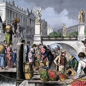 Farmers market in Berlin, Germany, 1870s
