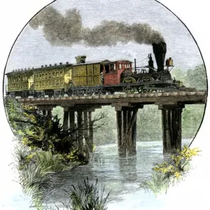 Print of Johnny Bull Locomotive on Camden & Amboy Railroad