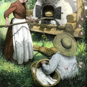 French-Canadian Woman Baking Bread Print, circa Art Prints