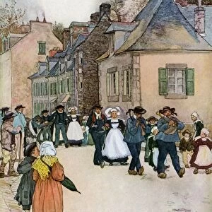 French village wedding procession, 1800s