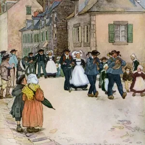 French village wedding procession, 1800s