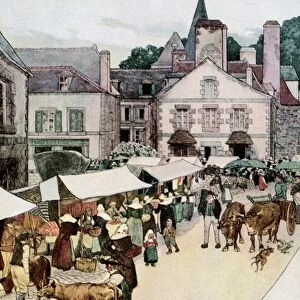 Frrench village on market-day