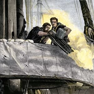 Gatling-gun fired by British sailors, 1870s