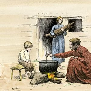 Georgia Cracker family tending their cookpot, 1890s