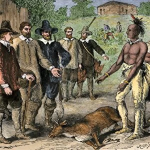 Gift of meat from Native Americans to Plymouth colonists
