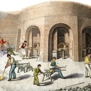 Glass factory workers in Britain, 1800s