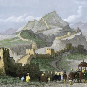 The Great Wall of China. Hand-colored engraving The Great Wall of China. Hand-colored engraving