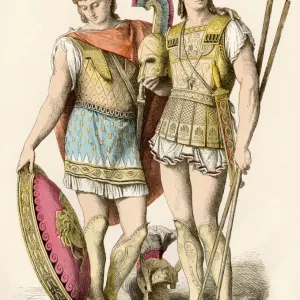 Greek king and soldier ready for battle