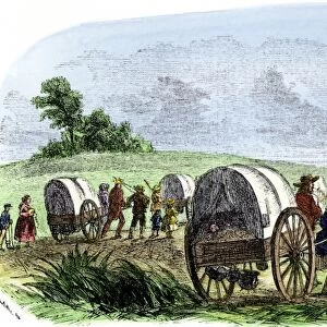 Hand-carts on the Mormon Trail to Utah