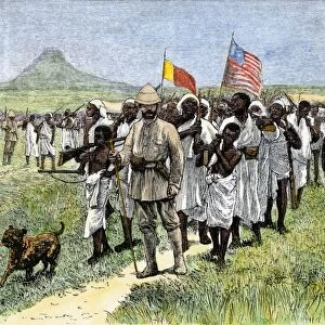 Henry Stanley leading an African expedition, 1870s