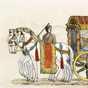 Horse-drawn carriage in ancient Rome
