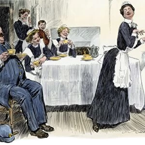 Household servants sharing a laugh, 1900