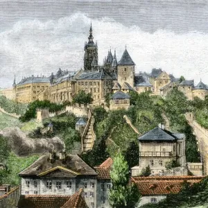 Hradschin Castle overlooking Prague, 1800s Hradschin Castle overlooking Prague, 1800s