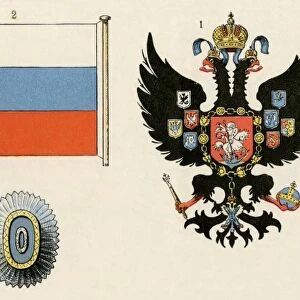 Imperial flag and arms of Russia, 1900