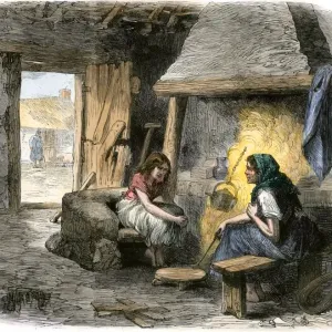 Interior of a poor Irish familys mud cabin in County Kildare Interior of a poor Irish familys mud cabin in County Kildare