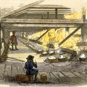 Interior View of 19th Century Salt-Works Print