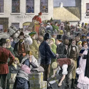 Irish emigrants saying goodbye to family and friends at Clifden