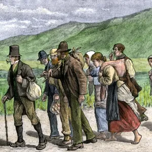 Irish potato harvesters on their way to England to find work Irish potato harvesters on their way to England to find work