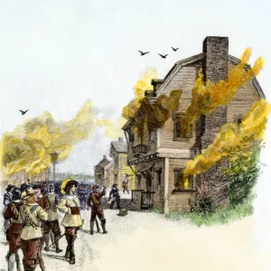 Jamestown burning during Bacons Rebellion