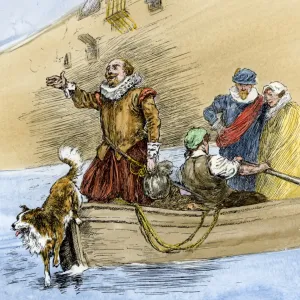 Jamestown colonists coming ashore, 1600s